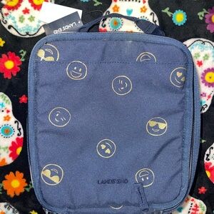 Lands' End Navy Lunch Bag with Gold Emojis